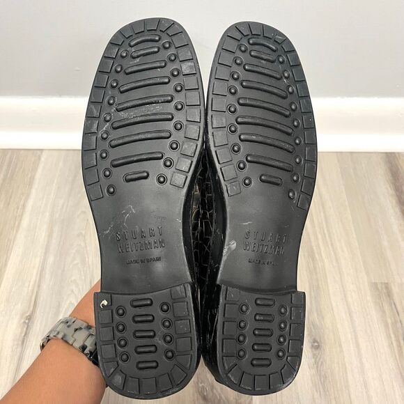 Stuart Weitzman Flats Women’s 9 AA (Narrow) Brown Croc Leather Slip On Loafer - Picture 5 of 8